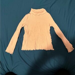 Max Studio Kids Cream Ribbed Ruffle Turtleneck
